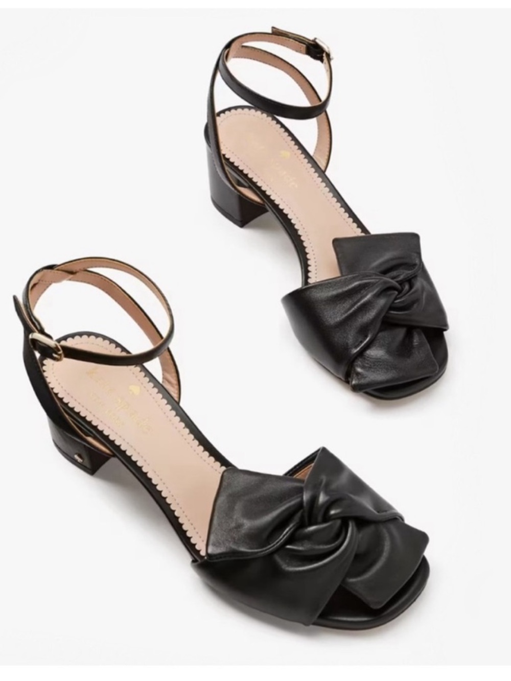 Kate Spade - Camille Black Leather Knotted Ankle-Strap Sandals - 9